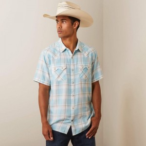 Ariat Halbertson Retro Fit Shirt Aquatic Polska | HUZYWP-917 Ariat Halbertson Retro Fit Shirt Aquatic Polska | HUZYWP-917