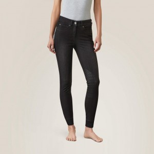 Ariat Halo B Denim Knee Patch Breech Czarne Polska | RFKMNO-085 Ariat Halo B Denim Knee Patch Breech Czarne Polska | RFKMNO-085
