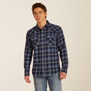 Ariat Hugo Retro Fit Shirt Niebieskie Polska | REXZVD-701 Ariat Hugo Retro Fit Shirt Niebieskie Polska | REXZVD-701