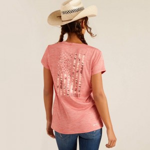 Ariat Laguna Patriot T-Shirt Różowe Polska | NJCFZR-862 Ariat Laguna Patriot T-Shirt Różowe Polska | NJCFZR-862
