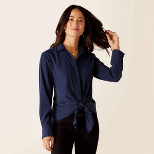 Ariat Larkspur Blouse Granatowe Polska | RYEHZJ-137 Ariat Larkspur Blouse Granatowe Polska | RYEHZJ-137