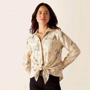 Ariat Larkspur Blouse Ivory Toile Polska | GDHBZU-250 Ariat Larkspur Blouse Ivory Toile Polska | GDHBZU-250