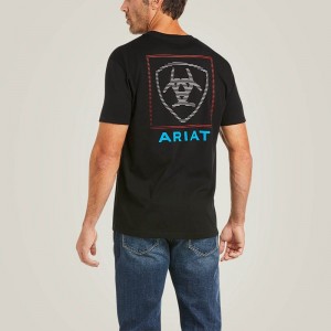 Ariat Linear T-Shirt Czarne Polska | ZTESYX-058 Ariat Linear T-Shirt Czarne Polska | ZTESYX-058