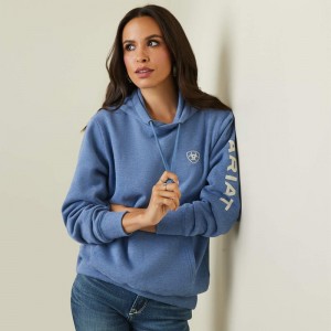 Ariat Logo Hoodie Niebieskie Polska | WZBKHC-067 Ariat Logo Hoodie Niebieskie Polska | WZBKHC-067