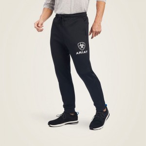 Ariat Logo Tek Fleece Jogger Sweatpants Czarne Polska | QXEIYH-719 Ariat Logo Tek Fleece Jogger Sweatpants Czarne Polska | QXEIYH-719