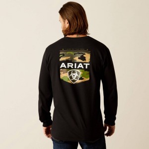 Ariat Lotf Camo Shield T-Shirt Czarne Polska | CITHAM-658 Ariat Lotf Camo Shield T-Shirt Czarne Polska | CITHAM-658