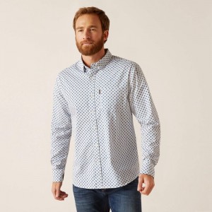 Ariat Mac Stretch Modern Fit Shirt Białe Polska | TPVZYG-491 Ariat Mac Stretch Modern Fit Shirt Białe Polska | TPVZYG-491