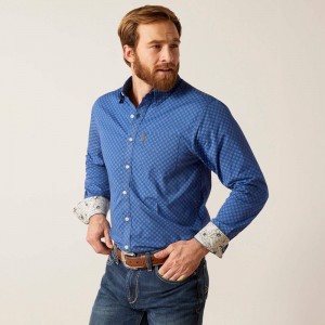 Ariat Maxwell Stretch Modern Fit Shirt Niebieskie Polska | XKFSEL-587 Ariat Maxwell Stretch Modern Fit Shirt Niebieskie Polska | XKFSEL-587
