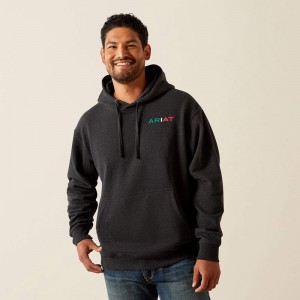 Ariat Mexico Flag Lockup Hoodie Czarne Polska | CHKSNB-410 Ariat Mexico Flag Lockup Hoodie Czarne Polska | CHKSNB-410