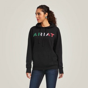 Ariat Mexico Hoodie Czarne Polska | IFUOPN-521 Ariat Mexico Hoodie Czarne Polska | IFUOPN-521