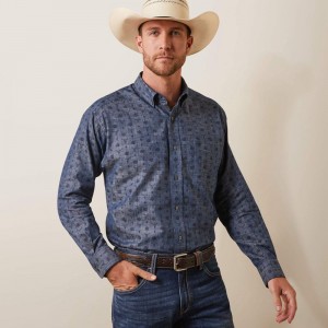 Ariat Noah Classic Fit Shirt Niebieskie Polska | VYKLBO-254 Ariat Noah Classic Fit Shirt Niebieskie Polska | VYKLBO-254