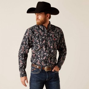 Ariat Norward Fitted Shirt Black/Black Polska | EVZWJO-960 Ariat Norward Fitted Shirt Black/Black Polska | EVZWJO-960