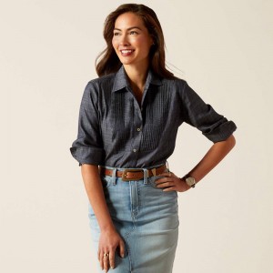 Ariat Oban Shirt Tencel Denim Polska | FJQCID-769 Ariat Oban Shirt Tencel Denim Polska | FJQCID-769