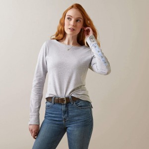 Ariat Olema Top Heather Gray Polska | YAUNKD-432 Ariat Olema Top Heather Gray Polska | YAUNKD-432