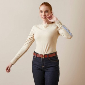 Ariat Olema Top Oatmeal Heather Polska | XSFOYP-871 Ariat Olema Top Oatmeal Heather Polska | XSFOYP-871