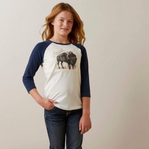 Ariat Painted Buffalo Tee Coconut Milk/Navy Eclipse Polska | ARUTNB-287 Ariat Painted Buffalo Tee Coconut Milk/Navy Eclipse Polska | ARUTNB-287