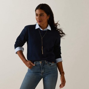Ariat Peninsula Sweater Granatowe Polska | AYTEOH-265 Ariat Peninsula Sweater Granatowe Polska | AYTEOH-265