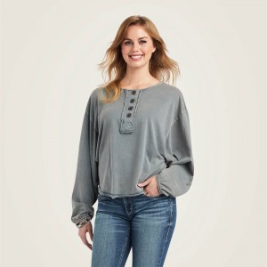 Ariat Pinon Henley Top Granatowe Polska | WDAJKF-627 Ariat Pinon Henley Top Granatowe Polska | WDAJKF-627