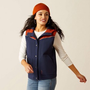 Ariat Pioneer Stretchshell Vest Navy/Picante Polska | ZTRCIV-480 Ariat Pioneer Stretchshell Vest Navy/Picante Polska | ZTRCIV-480