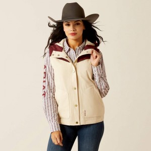 Ariat Pioneer Stretchshell Vest Summer Sand/Rosewood Polska | ARCTWZ-364 Ariat Pioneer Stretchshell Vest Summer Sand/Rosewood Polska | ARCTWZ-364
