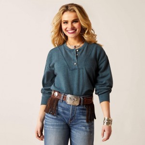 Ariat Ponderosa Crew Sweatshirt Reflecting Pond Polska | TYJAOX-305 Ariat Ponderosa Crew Sweatshirt Reflecting Pond Polska | TYJAOX-305