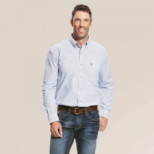 Ariat Pro Series Dayne Mini Stripe Shirt Niebieskie Polska | MFHXWV-450 Ariat Pro Series Dayne Mini Stripe Shirt Niebieskie Polska | MFHXWV-450
