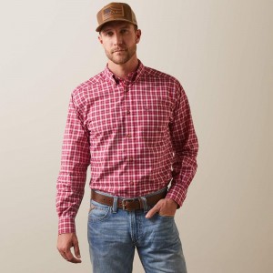 Ariat Pro Series Indiana Fitted Shirt Różowe Czerwone Polska | KGEYTR-892 Ariat Pro Series Indiana Fitted Shirt Różowe Czerwone Polska | KGEYTR-892