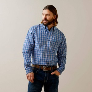 Ariat Pro Series Lonnie Fitted Shirt Niebieskie Polska | KRQLPU-680 Ariat Pro Series Lonnie Fitted Shirt Niebieskie Polska | KRQLPU-680