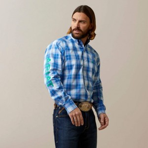 Ariat Pro Series Team Daxton Classic Fit Shirt Niebieskie Polska | NDJKIC-601 Ariat Pro Series Team Daxton Classic Fit Shirt Niebieskie Polska | NDJKIC-601