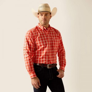 Ariat Pro Series Team Lewis Classic Fit Shirt Pomarańczowe Polska | IWSYRE-403 Ariat Pro Series Team Lewis Classic Fit Shirt Pomarańczowe Polska | IWSYRE-403