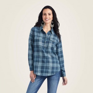 Ariat Real Billie Jean Popover Shirt Lurex Plaid Polska | KDTORP-423 Ariat Real Billie Jean Popover Shirt Lurex Plaid Polska | KDTORP-423