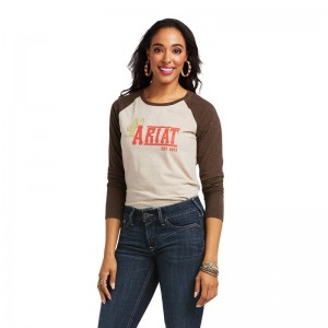 Ariat Real Graphic Tee Oatmeal Heather Polska | XGFTOY-342 Ariat Real Graphic Tee Oatmeal Heather Polska | XGFTOY-342