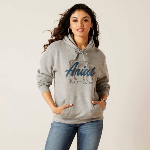 Ariat Real Grazing Hoodie Szare Polska | VYKMOP-250 Ariat Real Grazing Hoodie Szare Polska | VYKMOP-250