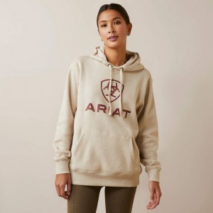 Ariat Real Ombre Shield Hoodie Oatmeal Heather Polska | CVSKYG-170 Ariat Real Ombre Shield Hoodie Oatmeal Heather Polska | CVSKYG-170
