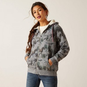 Ariat Real Sherpa Full Zip Hoodie Misty Horse Print Polska | ASRDUE-459 Ariat Real Sherpa Full Zip Hoodie Misty Horse Print Polska | ASRDUE-459