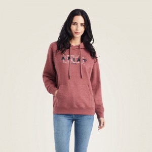 Ariat Real Usa Chest Logo Hoodie Sun-Dried Tomato Heather Polska | RWEQCN-671 Ariat Real Usa Chest Logo Hoodie Sun-Dried Tomato Heather Polska | RWEQCN-671