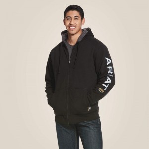 Ariat Rebar All-Weather Full Zip Hoodie Czarne Polska | VXLPFC-658 Ariat Rebar All-Weather Full Zip Hoodie Czarne Polska | VXLPFC-658
