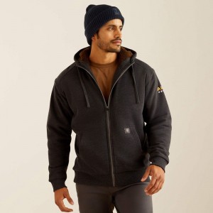 Ariat Rebar All-Weather Sherpa-Lined Full Zip Hoodie Charcoal Heather Polska | AXCQPG-769 Ariat Rebar All-Weather Sherpa-Lined Full Zip Hoodie Charcoal Heather Polska | AXCQPG-769