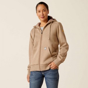 Ariat Rebar All-Weather Sherpa Full Zip Hoodie Oatmeal Heather Polska | YKQAOL-438 Ariat Rebar All-Weather Sherpa Full Zip Hoodie Oatmeal Heather Polska | YKQAOL-438