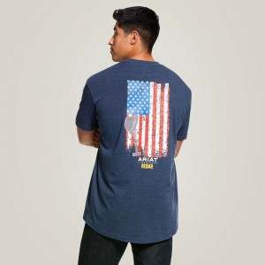 Ariat Rebar Cotton Strong American Grit Graphic T-Shirt Granatowe Polska | VATIWS-380 Ariat Rebar Cotton Strong American Grit Graphic T-Shirt Granatowe Polska | VATIWS-380