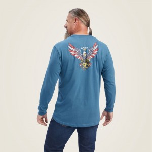 Ariat Rebar Cotton Strong American Raptor T-Shirt Indian Teal Polska | HGCOXT-936 Ariat Rebar Cotton Strong American Raptor T-Shirt Indian Teal Polska | HGCOXT-936