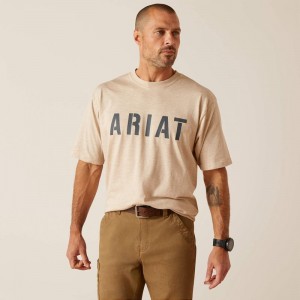 Ariat Rebar Cotton Strong Block Oatmeal Heather Polska | KSQDIT-701 Ariat Rebar Cotton Strong Block Oatmeal Heather Polska | KSQDIT-701