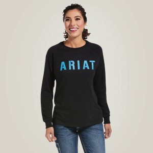 Ariat Rebar Cotton Strong Block T-Shirt Czarne Polska | KJXFDV-495 Ariat Rebar Cotton Strong Block T-Shirt Czarne Polska | KJXFDV-495
