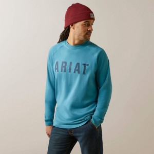 Ariat Rebar Cotton Strong Block T-Shirt Niebieskie Polska | ADGJFW-419 Ariat Rebar Cotton Strong Block T-Shirt Niebieskie Polska | ADGJFW-419