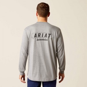 Ariat Rebar Cotton Strong Chainsaw Logo T-Shirt Szare Polska | SONZFU-308 Ariat Rebar Cotton Strong Chainsaw Logo T-Shirt Szare Polska | SONZFU-308