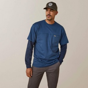 Ariat Rebar Cotton Strong Dually Niebieskie Granatowe Polska | FRPZYB-348 Ariat Rebar Cotton Strong Dually Niebieskie Granatowe Polska | FRPZYB-348