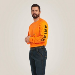 Ariat Rebar Cotton Strong Graphic T-Shirt Safety Orange/Black Polska | EPQRSF-438 Ariat Rebar Cotton Strong Graphic T-Shirt Safety Orange/Black Polska | EPQRSF-438