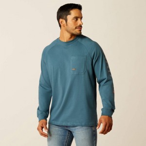 Ariat Rebar Cotton Strong Graphic T-Shirt Niebieskie Polska | SMEXKU-019 Ariat Rebar Cotton Strong Graphic T-Shirt Niebieskie Polska | SMEXKU-019