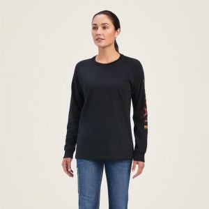 Ariat Rebar Cotton Strong Logo Graphic Black/ Rosewood Polska | OKLZUW-680 Ariat Rebar Cotton Strong Logo Graphic Black/ Rosewood Polska | OKLZUW-680