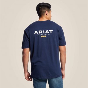 Ariat Rebar Cotton Strong Logo T-Shirt Granatowe Polska | LYZFVJ-459 Ariat Rebar Cotton Strong Logo T-Shirt Granatowe Polska | LYZFVJ-459